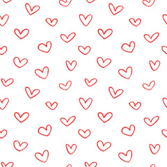 Vector seamless pattern with hand drawn hearts. Cute design for fabric, wrapping, wallpaper for Valentine's Day