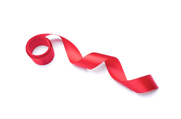 Red ribbon isolated on white background.