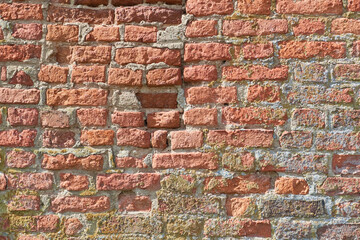 Background of red brick wall pattern texture. May use to interior design.