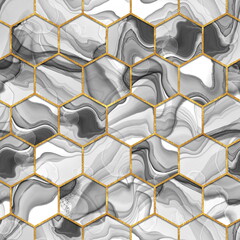 Hexagon seamless texture. Abstract gray trendy background