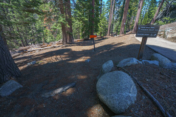 hiking to glacier point in yosemite national park in california, usa