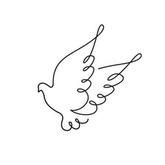 Thin line pigeon silhouette