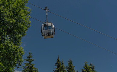 Seilbahn on Kanzelhohe from Annenheim with blue sky in summer hot day
