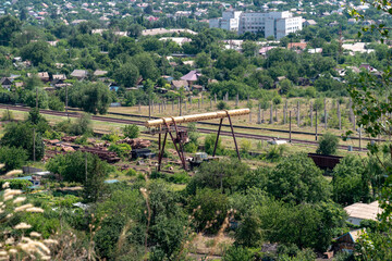 Fototapeta na wymiar Scenic city view from the hill. 