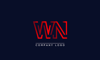 Abstract minimal unique modern alphabet letter icon logo WN