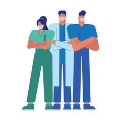 professional doctors staff wearing medical masks