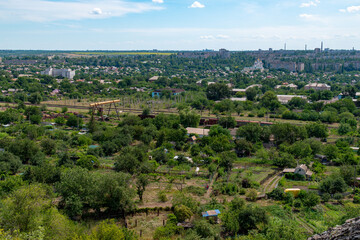 Fototapeta na wymiar Scenic city view from the hill. 