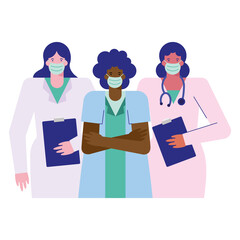 Fototapeta premium professional female doctors wearing medical masks