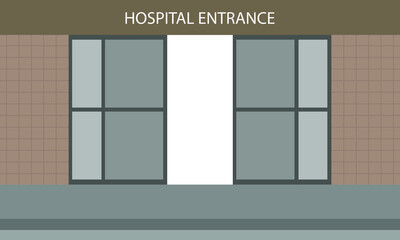 Hospital entrance with open doors