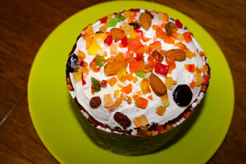 Beautiful Decor On Traditional Ukrainian Easter Bread.