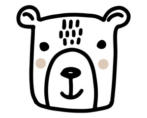 Bear doodle. Hand drawn lines cartoon vector illustration isolated on white background.