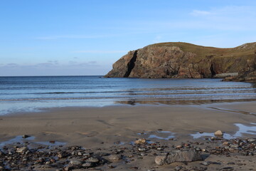 beach and rocks in outer hebrides, scotland