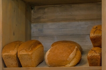 Various types of multi-grain bread. Various shapes and compositions. Healthy bakery products.