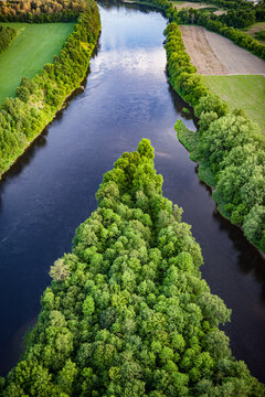 Aerial View Of Hart Island On The Connecticut RIver, Windsor Vermont.