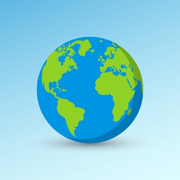 Planet Earth icon. Realistic Earth globe earth illustration with world map