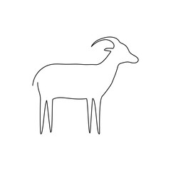 Goat line icon. Farm animal continuous line drawn vector illustration.