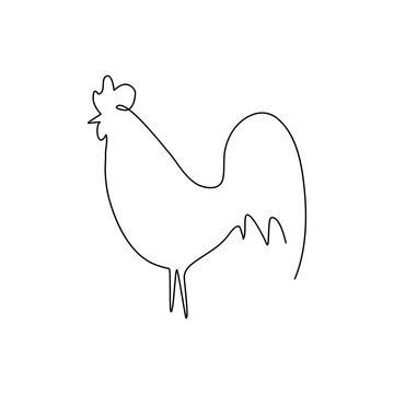 Cock line icon. Farm animal continuous line drawn vector illustration.