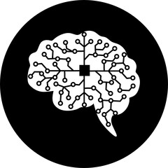 Modern brain link connected point in black circle vector. Digital human brain, particles plexus structure, abstract artificial Intelligence futuristic technology and science stock vector illustration.