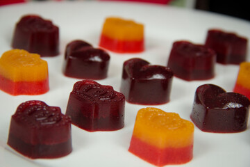 Colorful assortment of molded cbd gummies