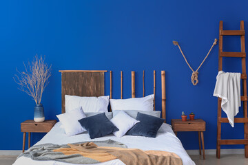 Interior of modern stylish bedroom