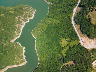 Aerial view of Tsankov kamak Reservoir, Bulgaria