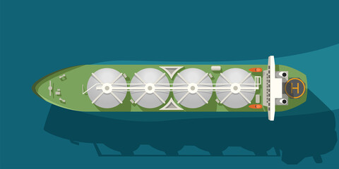 green tanker with gas containers top view - 367854310