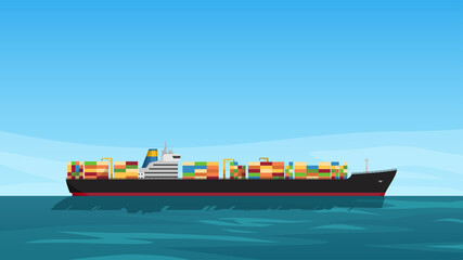Fototapeta premium tanker side view full of colorful containers