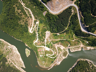 Aerial view of Tsankov kamak Reservoir, Bulgaria