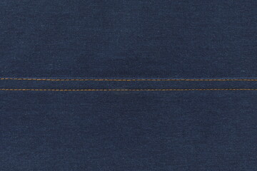 Grunge texture of blue denim with stitching. Blue jeans background with cross stitch.