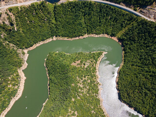 Aerial view of Tsankov kamak Reservoir, Bulgaria