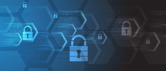 Cybersecurity and information or network protection. Future technology web services for business and internet project