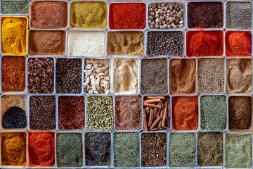 Display of different sort of spices