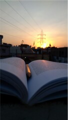 sunset and book reading
