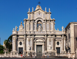 Facade S. Agata Cathedral In Catania Monument Of Baroque Architecture, Of Sicily  Landmark Of...