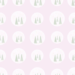 Snow globes seamless vector pattern in light colors. Delicate christmas time surface print design for textiles, wrapping paper, scrapbooking, backgrounds, and packaging.