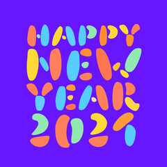 Happy New Year 2021. Greeting card. Vector lettering.