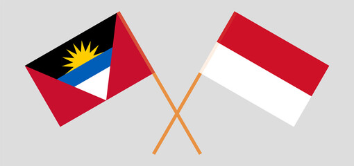 Crossed flags of Indonesia and Antigua and Barbuda