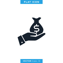 Money In Hand Icon Vector Design Template.