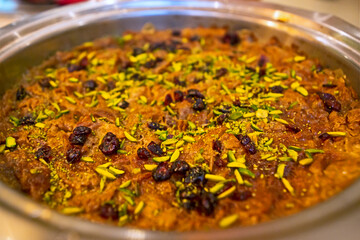 Om Ali a dessert in Egypt. bread, pastry or puff pastry. Om Ali, Omali, Umm Ali, or Oumm Ali