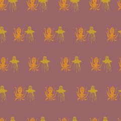Vector brown aquatic horizontal seamless pattern background