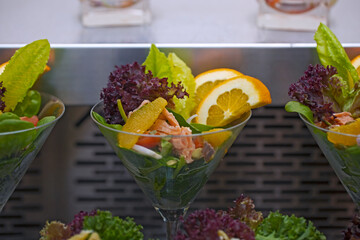green salad in a cocktail glass