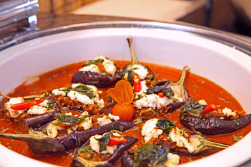  stuffed eggplant with minced lamb.