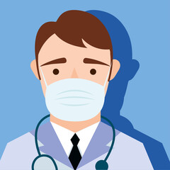 young male doctor wearing medical mask character