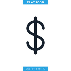 Currency, Dollar Sign Icon Vector Logo Design Template. Editable Stroke.