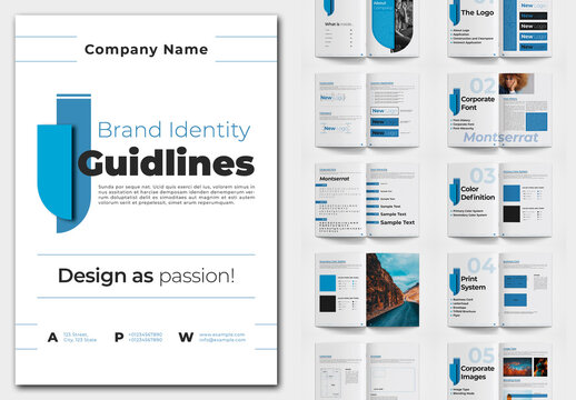 Brand Manual Layout with Blue Accents