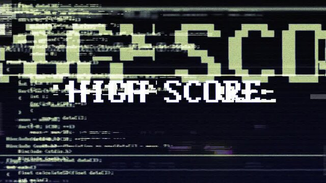 HIGH SCORE Glitch Text Animation, Rendering, Background, with Alpha Channel, Loop, 4k
