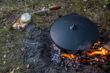 black cauldron at the stake