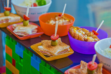 Kids bread sandwich with olives 