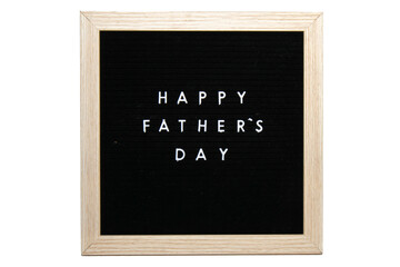 A Black Sign With a Birch Frame That Says Happy Fathers Day on a Pure White Background