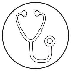 stethoscope in line art style; vector illustration, can use for app, print or web